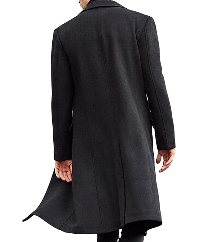 FIZZOQI®Men's Casual Trench Coat Slim Fit Notched Collar Long Jacket Overcoat Single Breasted Pea Coat wih Pockets