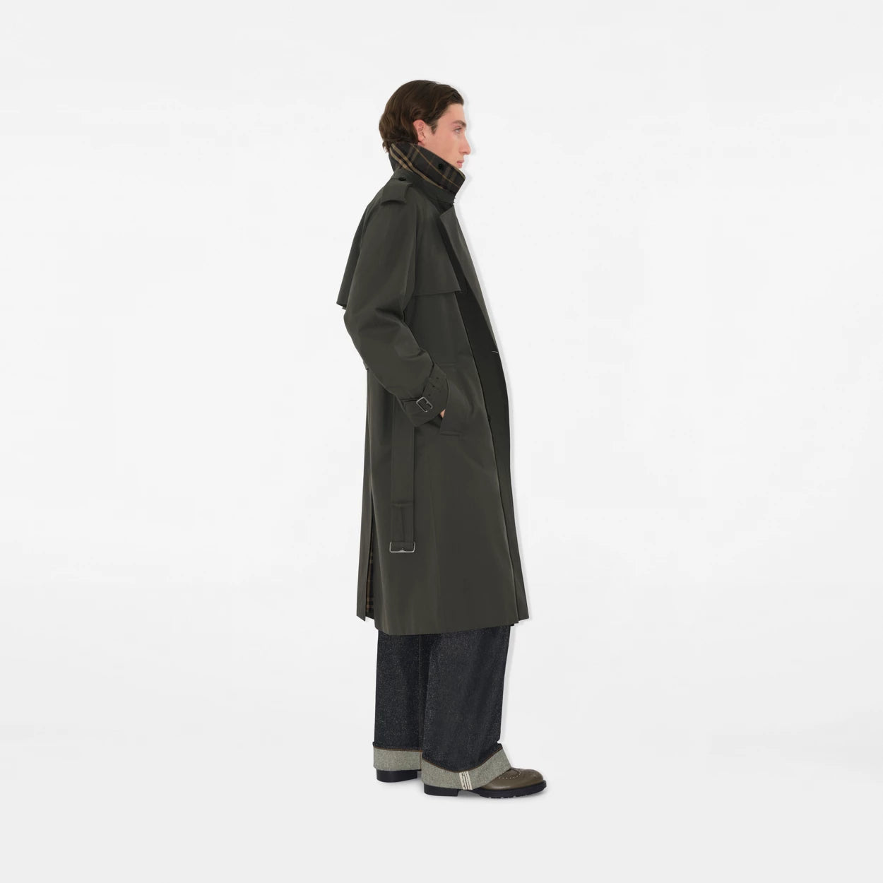 Long Gabardine Trench Coat