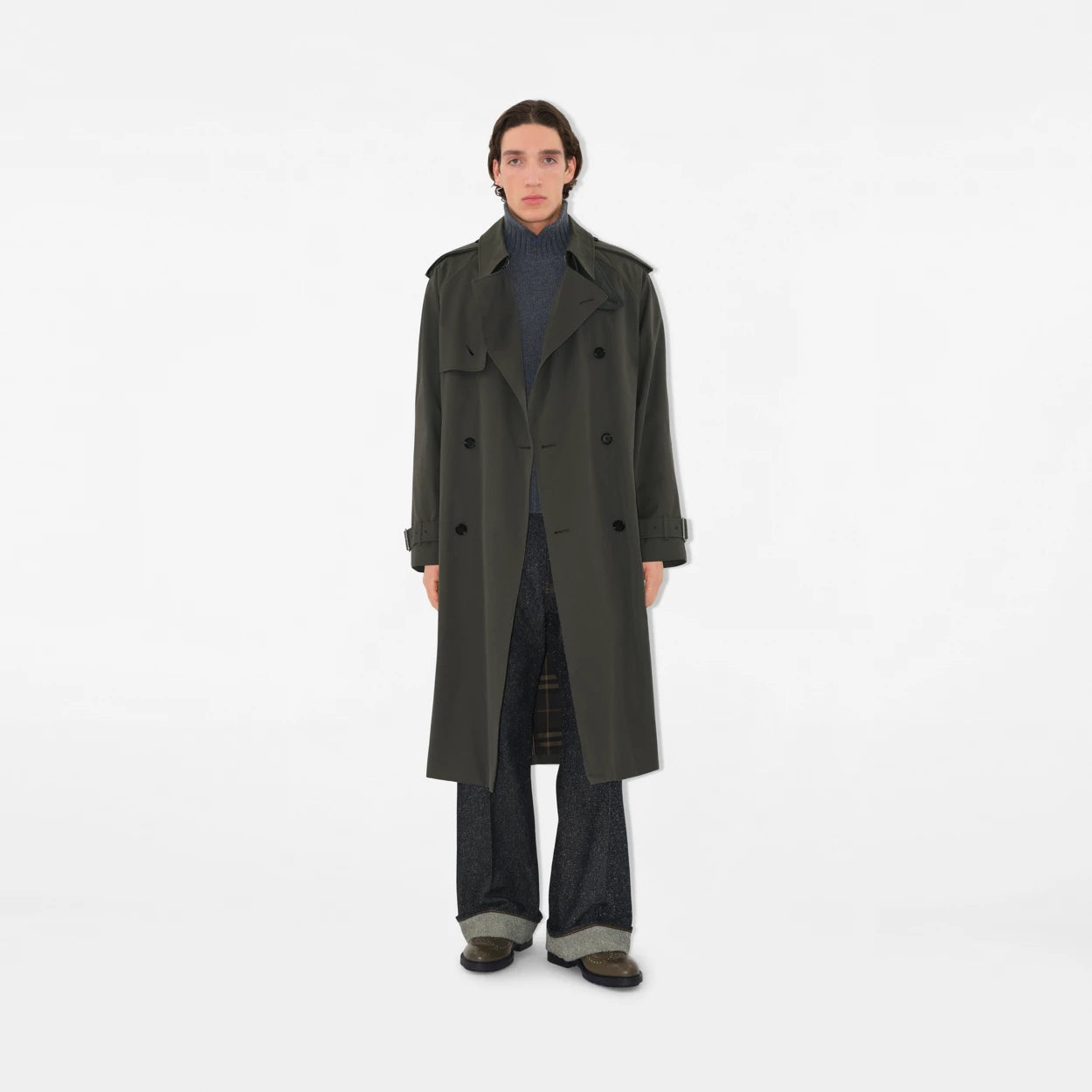 Long Gabardine Trench Coat