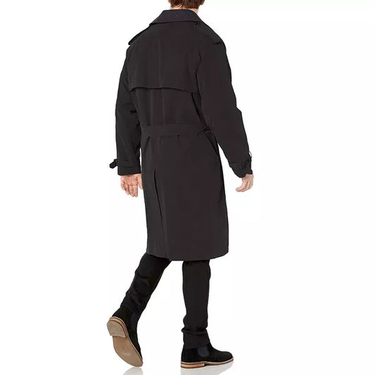 LONDON FOG Men's Iconic Double Breasted Trench Coat with Zip-Out Liner and Removable Top Collar