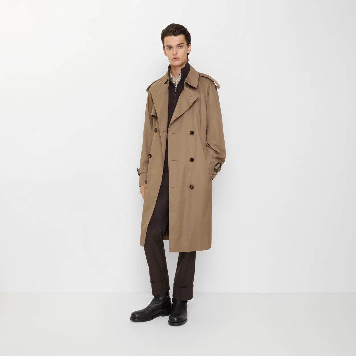 Long Gabardine Trench Coat